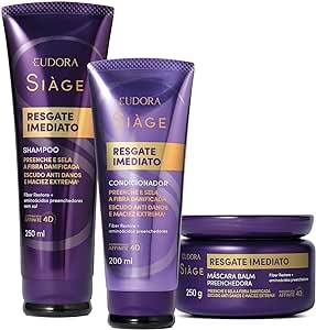 Combo Siàge Resgate Imediato: Shampoo 250ml + Condicionador 200ml + Máscara Capilar 250g