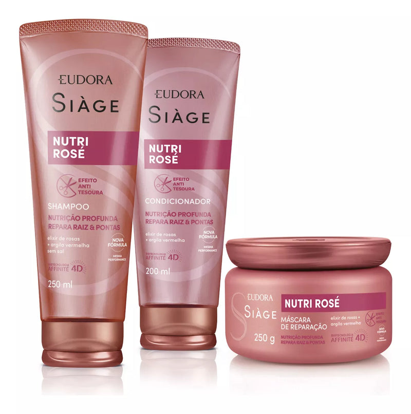 Eudora Kit Siàge Nutri Rosé Shampoo + Condicionador + Máscara