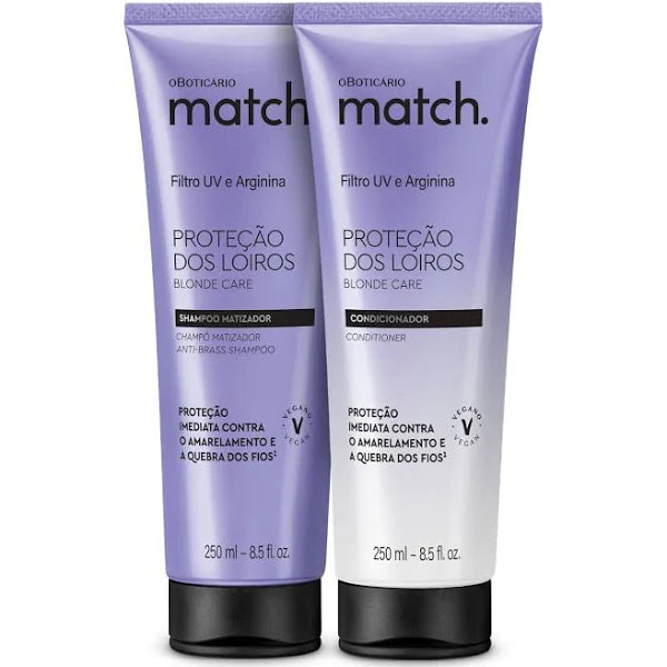 Combo Match. Proteção dos Loiros: Shampoo Matizador 250ml + Máscara Capilar 250g + Condicionador 250ml